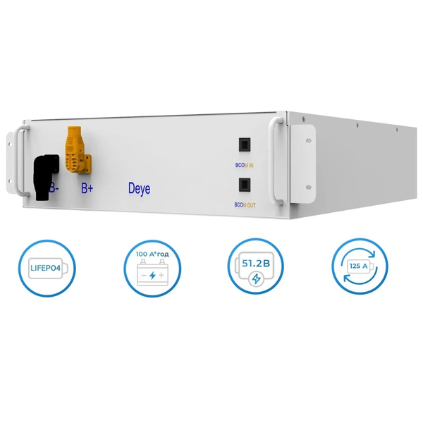 Акумулятор Deye BOS-GM5.1 LiFePO4 51,2V/100AH, 5,12 kW*h (High-voltage, літій-залізо-фосфатний акумулятор для ДБЖ (UPS)) 944 фото